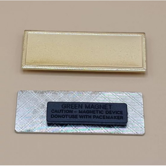 Metallic gold or silver rectangular magnet brooch with epoxy (custom print)