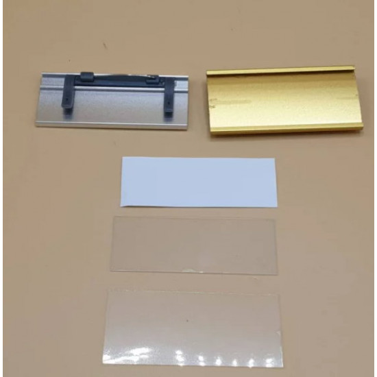 Gold rectangular clip brooch The possibility of changing the name without epoxy Gold rectangular clip brooch The possibility of changing the name without epoxy