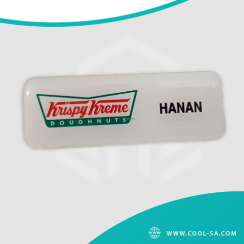 Krispy Kreme brooch, magnetic or clip (customized printing)