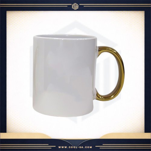 كوب ابيض مسكة ذهبي ( طباعة حسب الطلب )