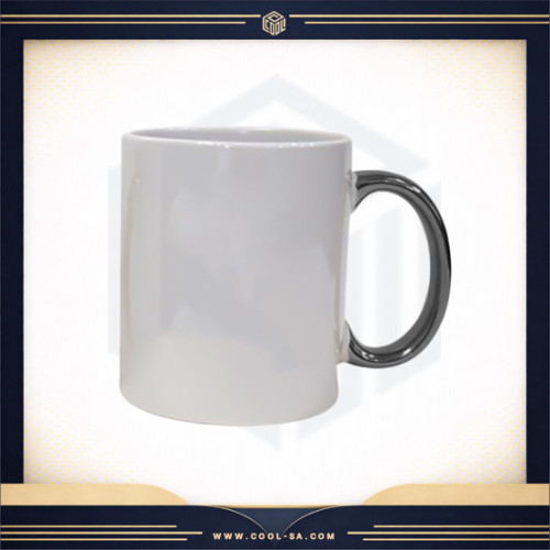 كوب ابيض مسكة فضي ( طباعة حسب الطلب )