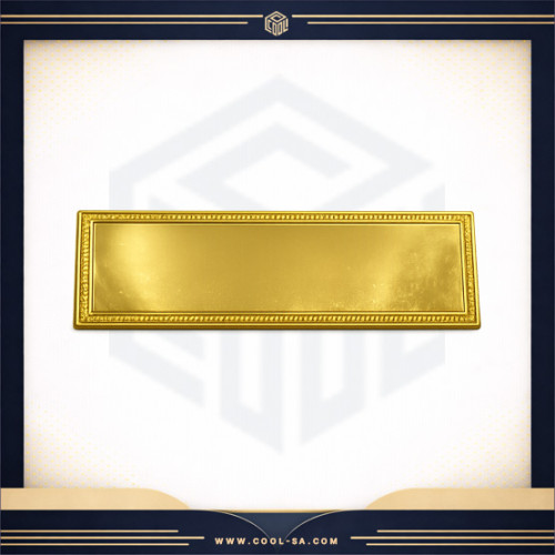 بروش ذهبي مستطيل مع ايبوكسي ( طباعة حسب الطلب )