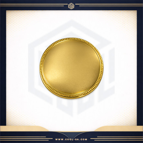 بروش دائري ذهبي مغناطيس مع ايبوكسي ( طباعة حسب الطلب )