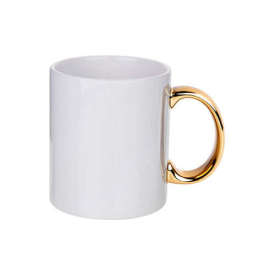 White mug with golden handle White mug with golden handle