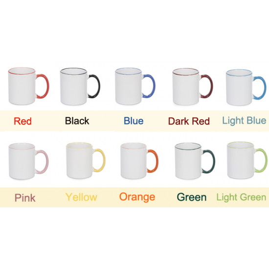 White mug with a handle of multiple colors (print on request) White mug with a handle of multiple colors (print on request)